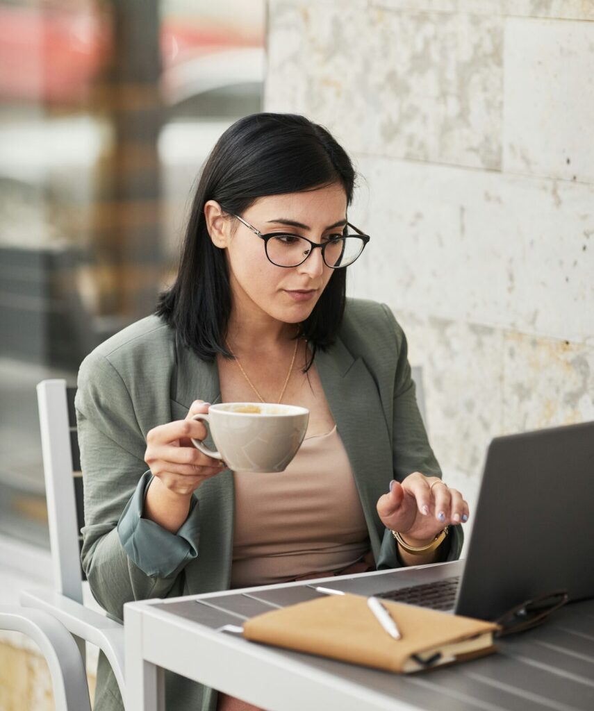 Businesswoman in Outdoor Cafe