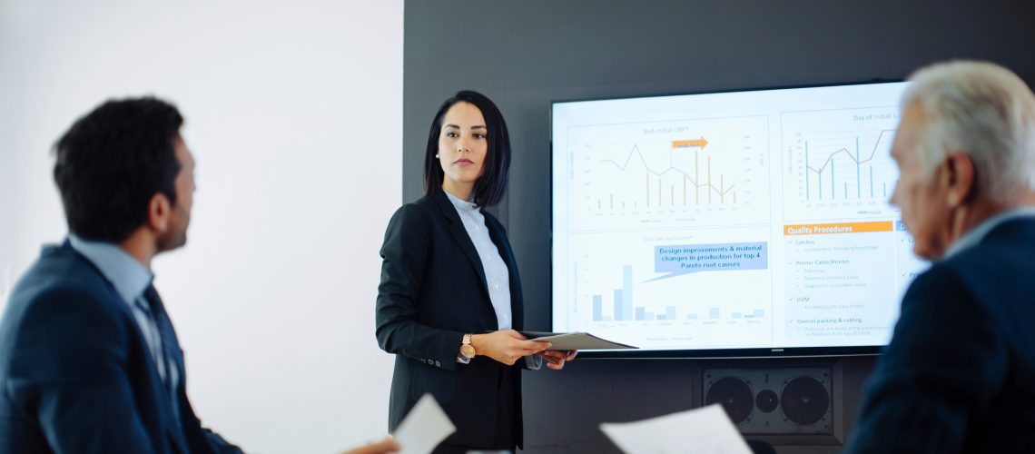 Professional presentation at a corporate meeting