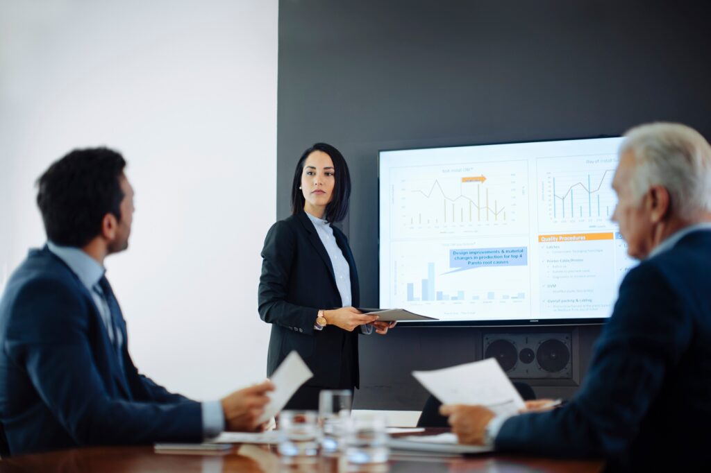 Professional presentation at a corporate meeting